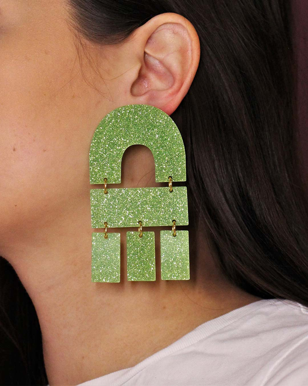 Örhängen Multi Shape Glitter - Grön - Clara Fina